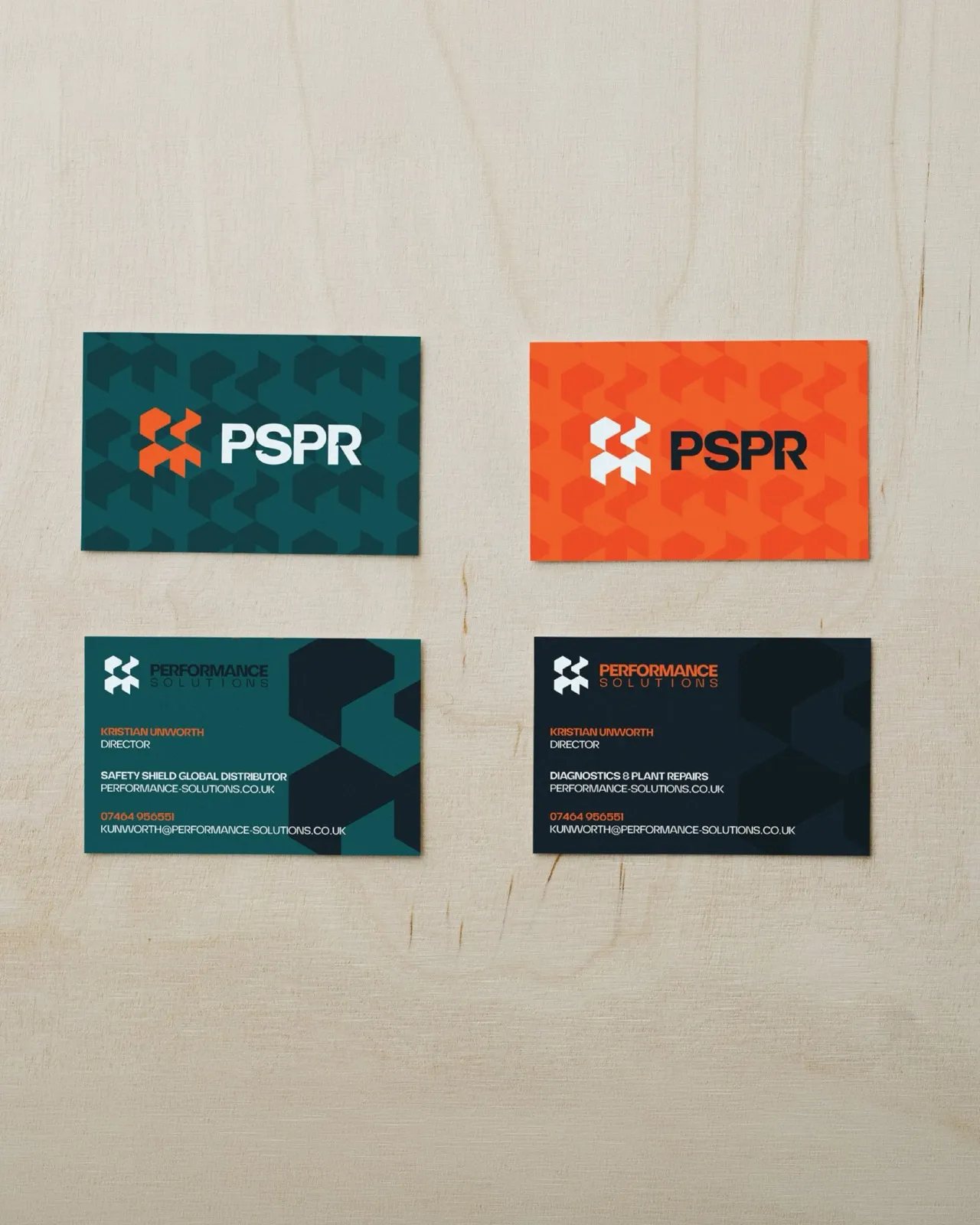 PSPR business cards, front and back