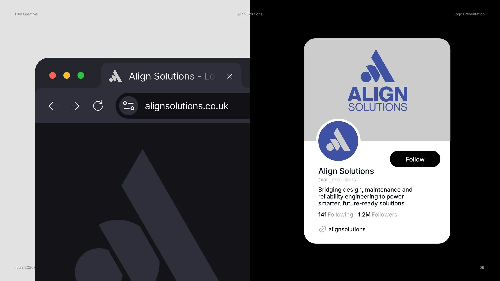 Align Solutions website and social profile mockups