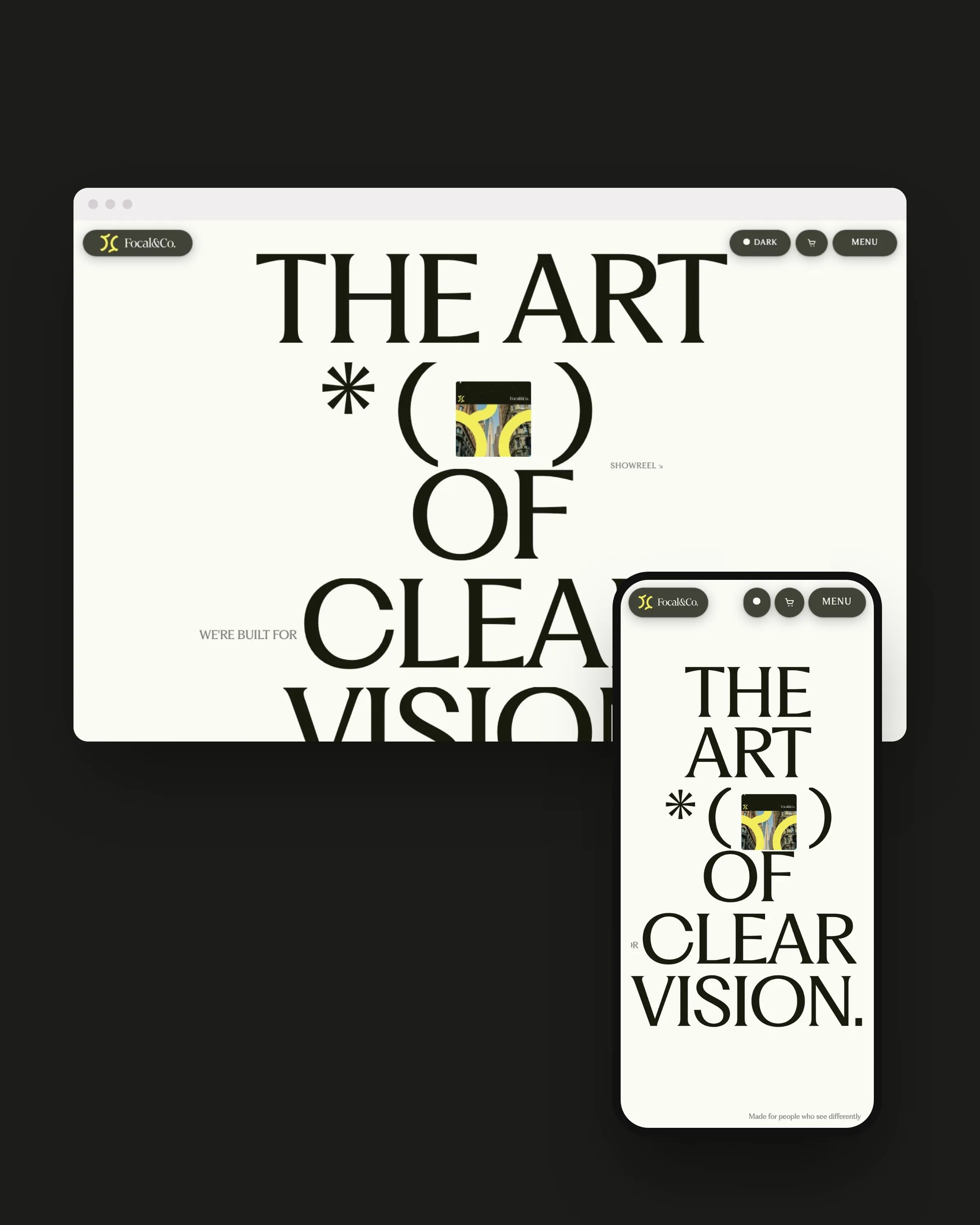 Focal & Co. website on a desktop and a phone