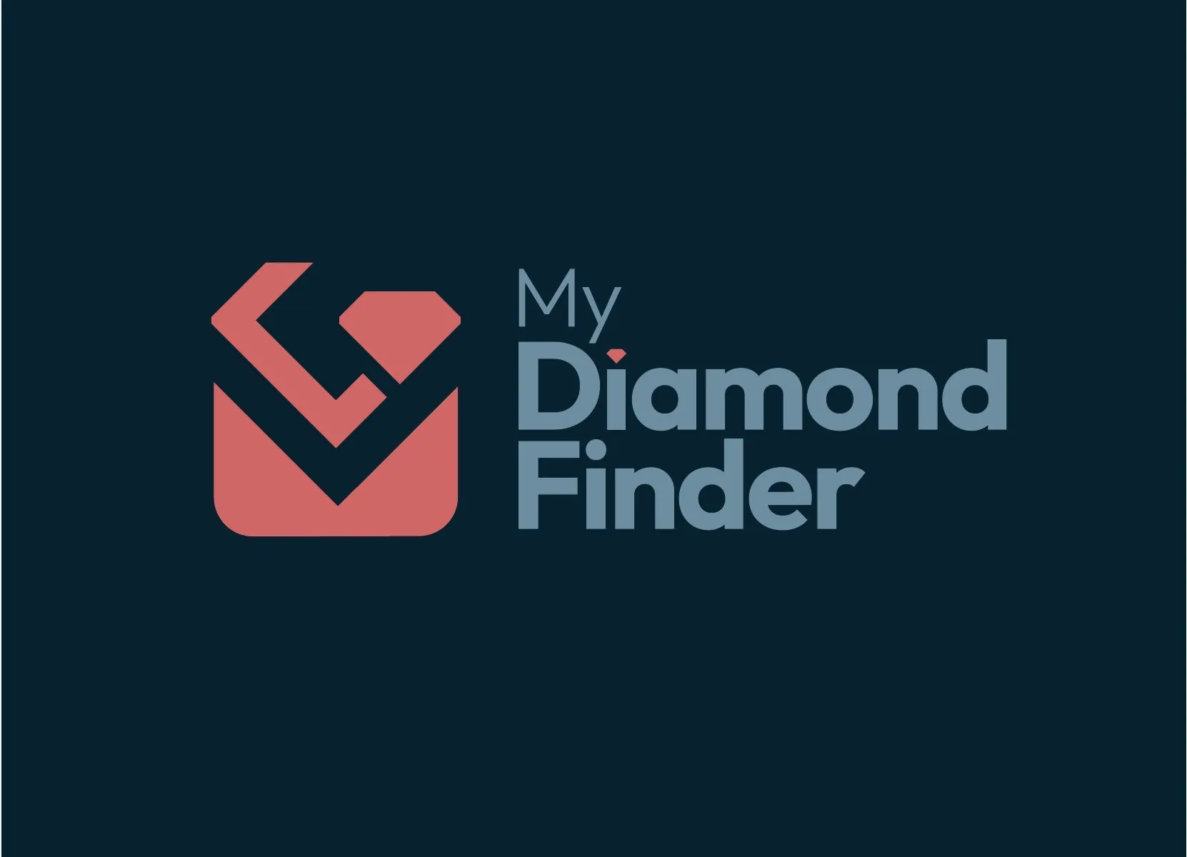 MyDiamondFinder full logo in red and blue on navy