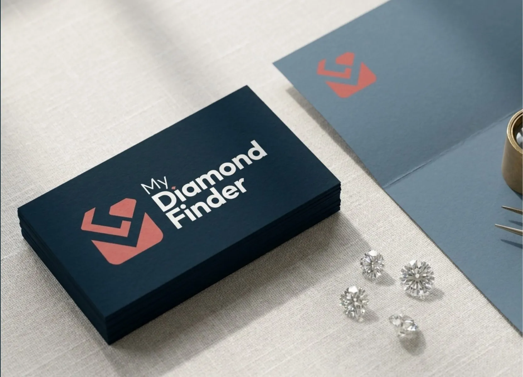 MyDiamondFinder print on navy card