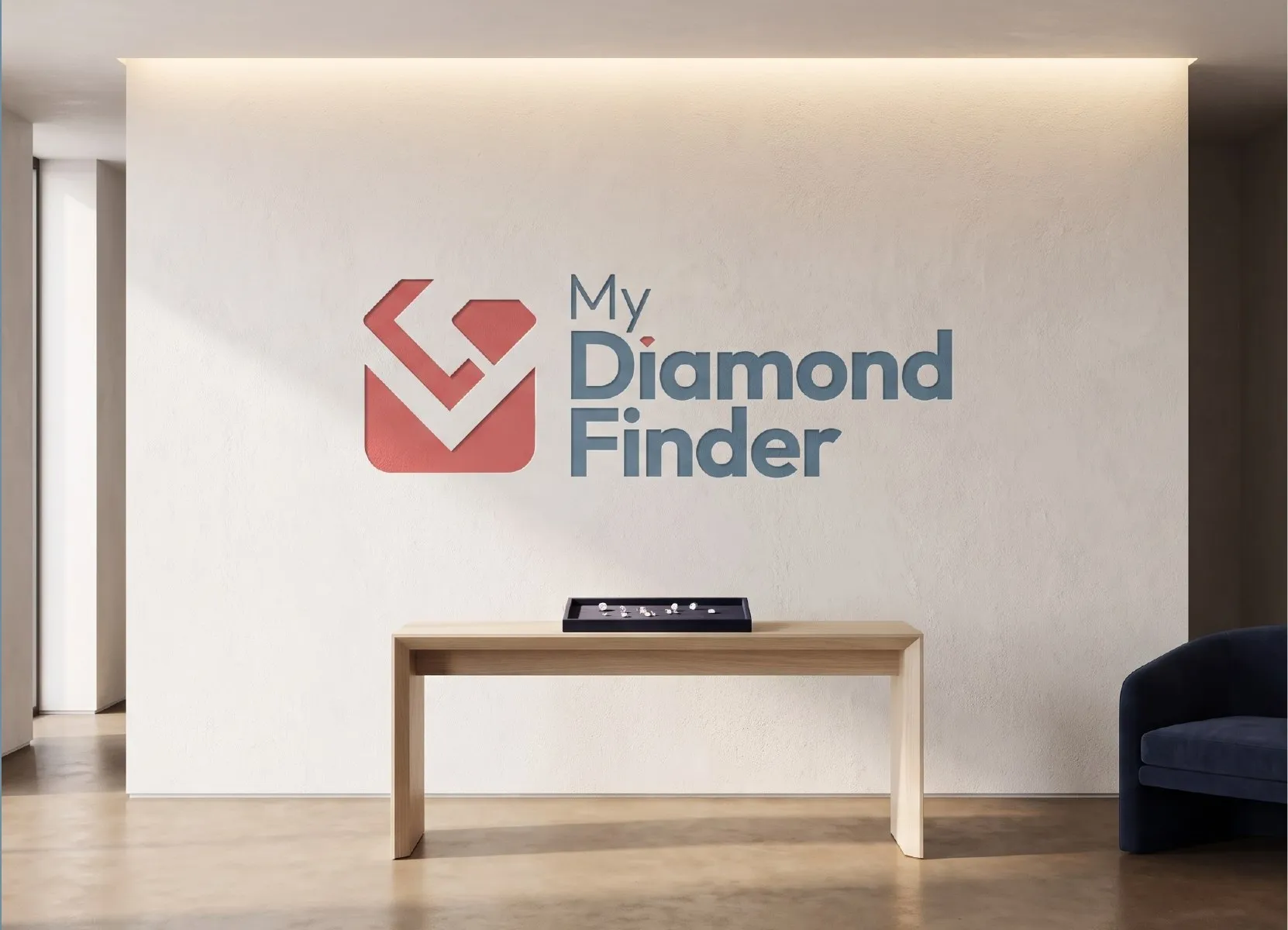 MyDiamondFinder logo on a consultation room wall