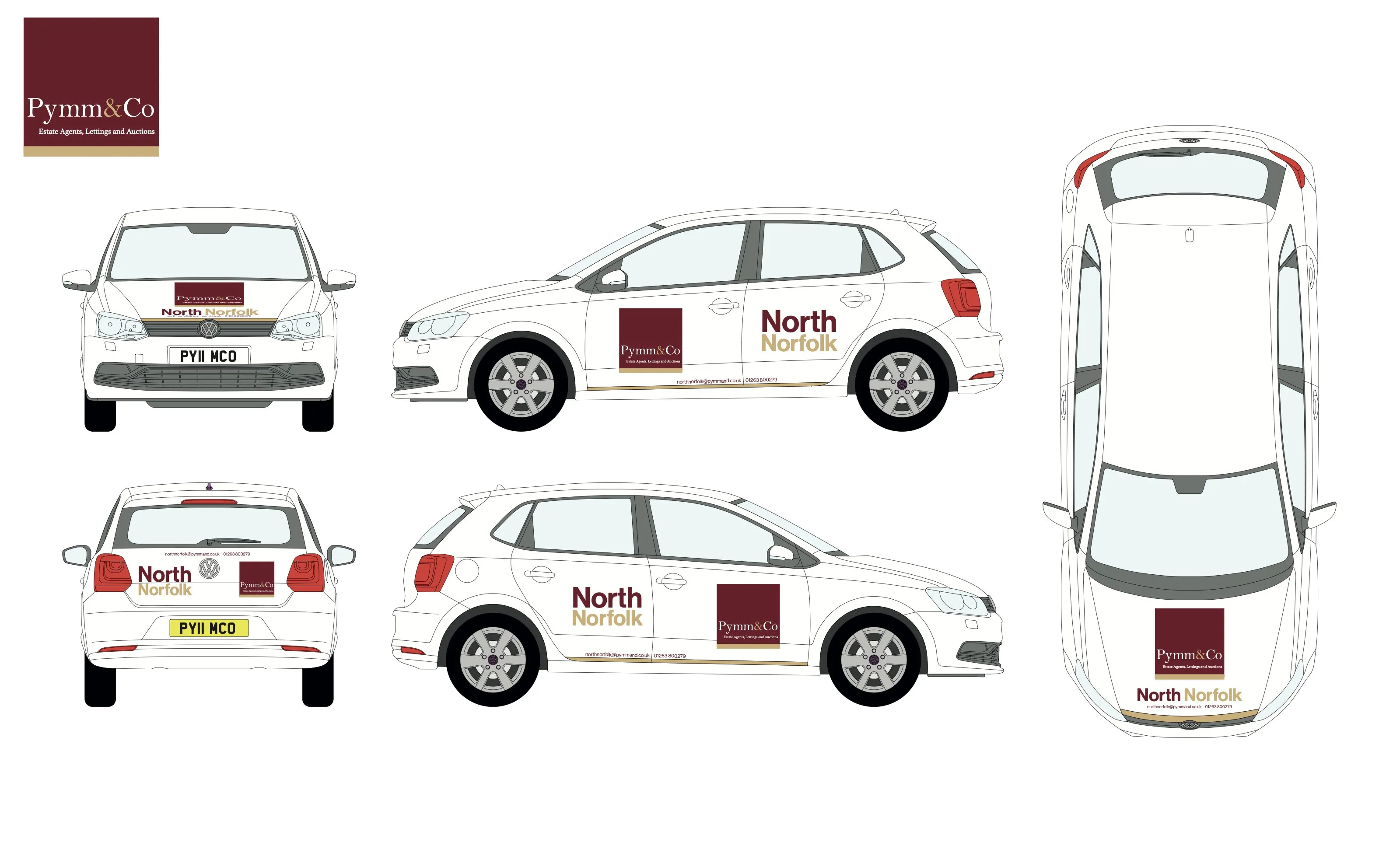 Pymm & Co. vehicle livery, all five views