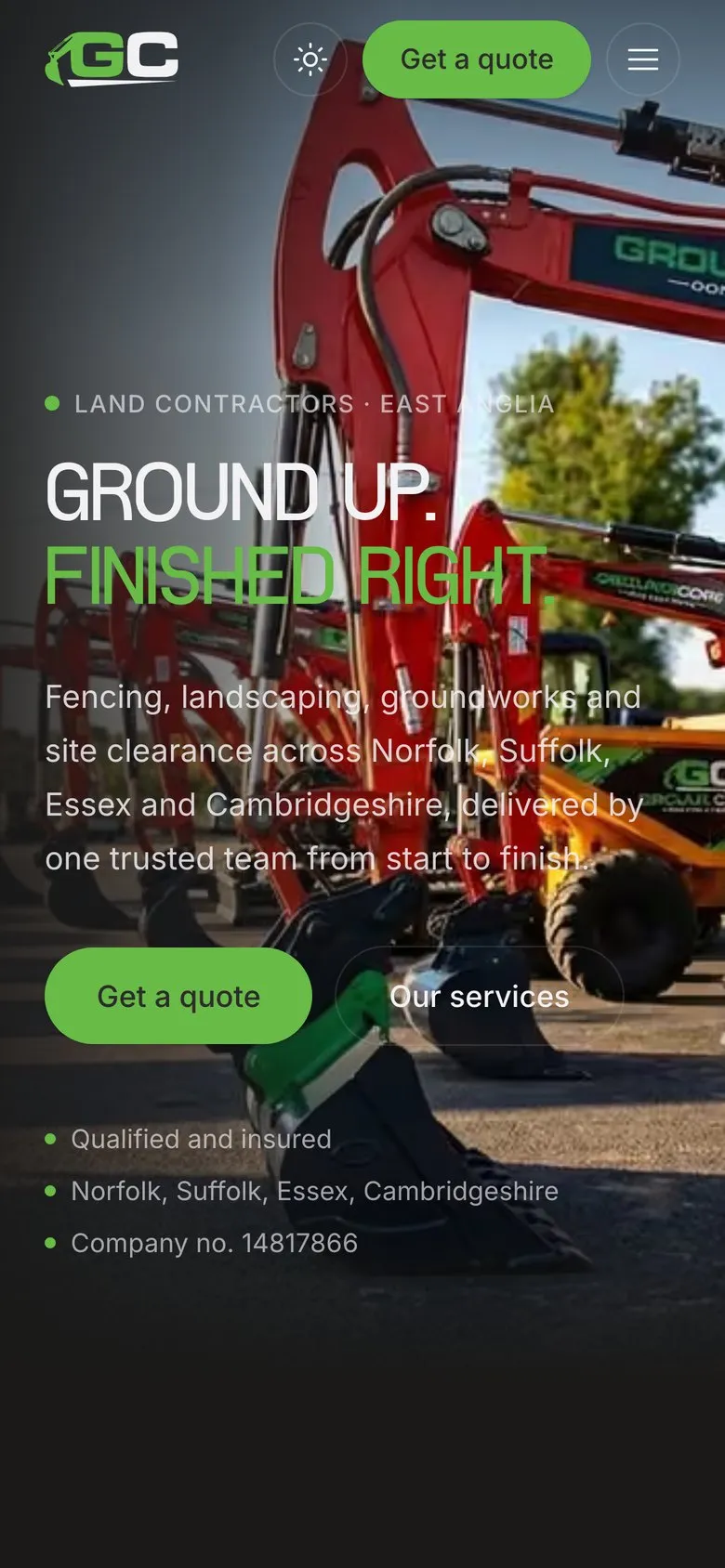 Groundcore homepage on a phone