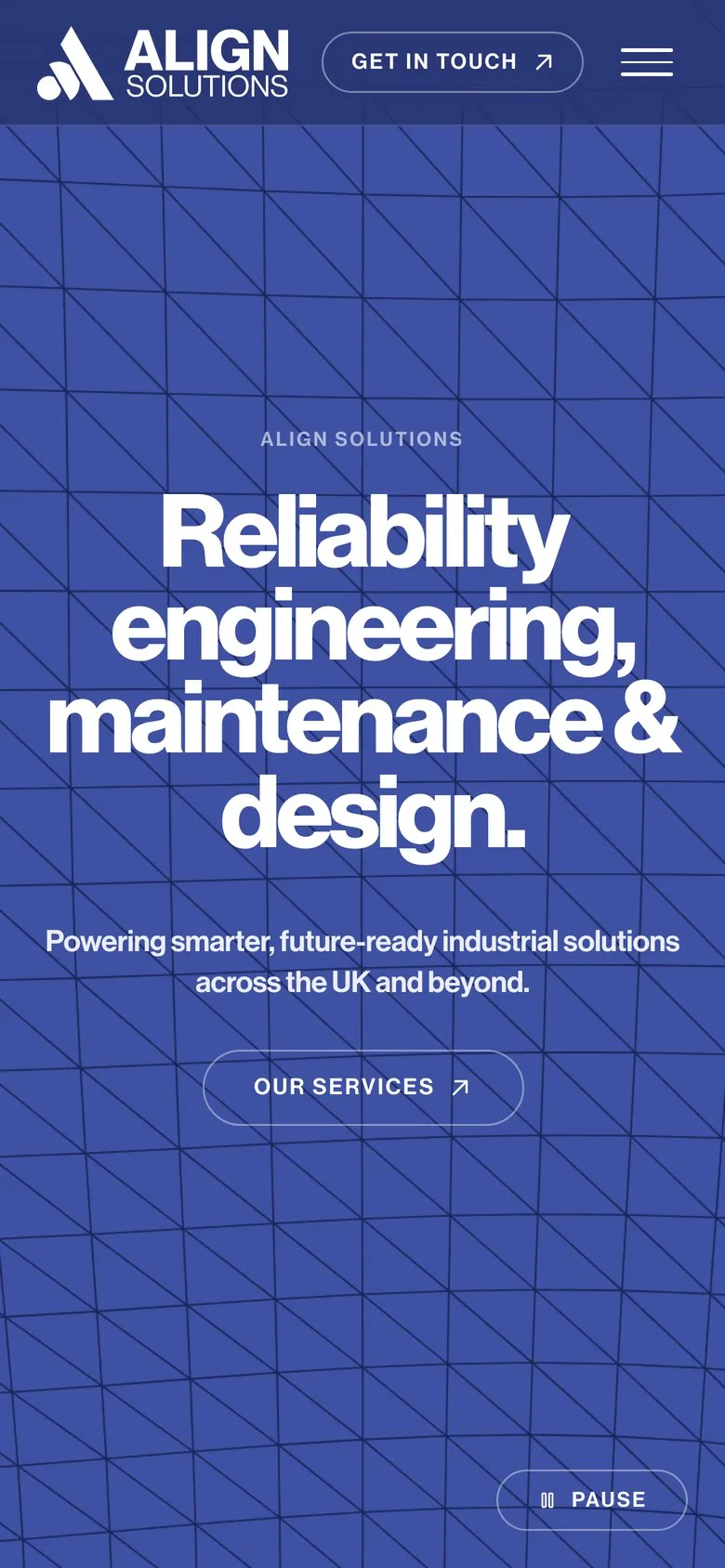 Align Solutions homepage on a phone