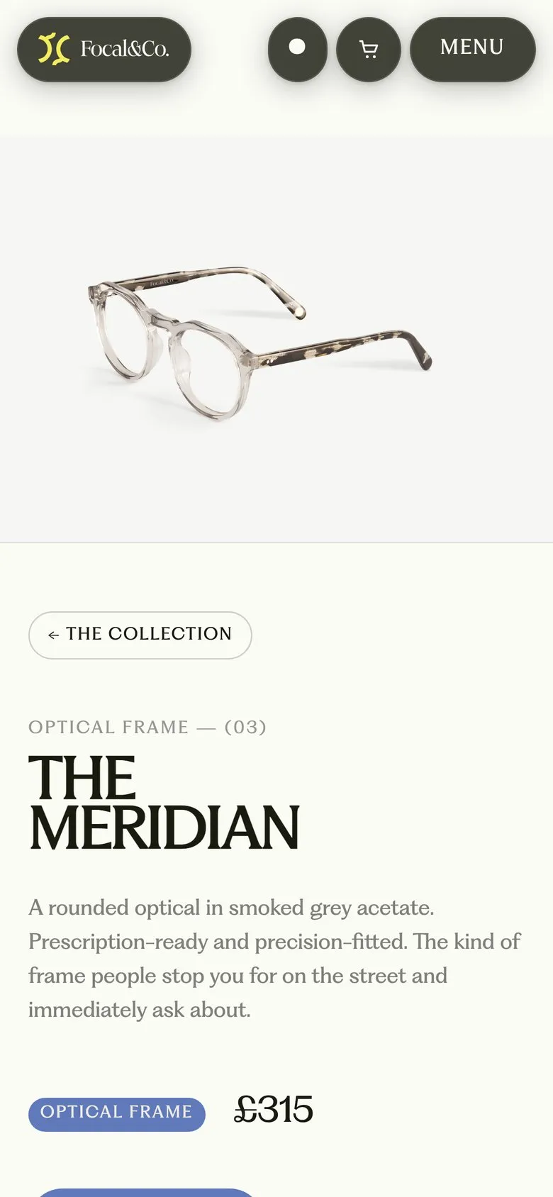 Meridian frame page on a phone