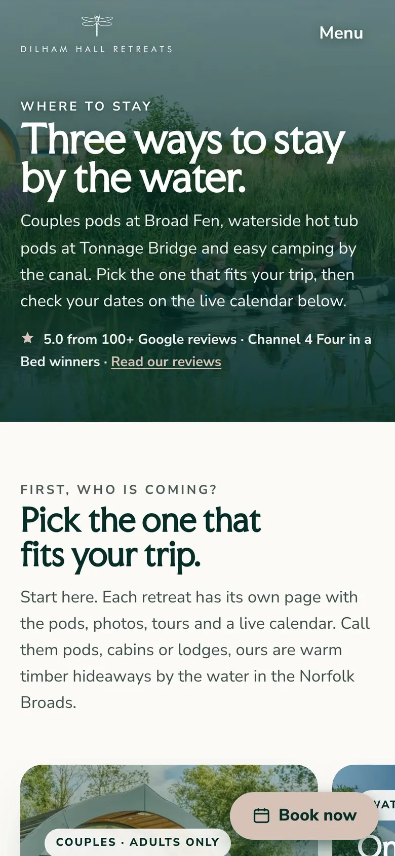 Stay page on a phone
