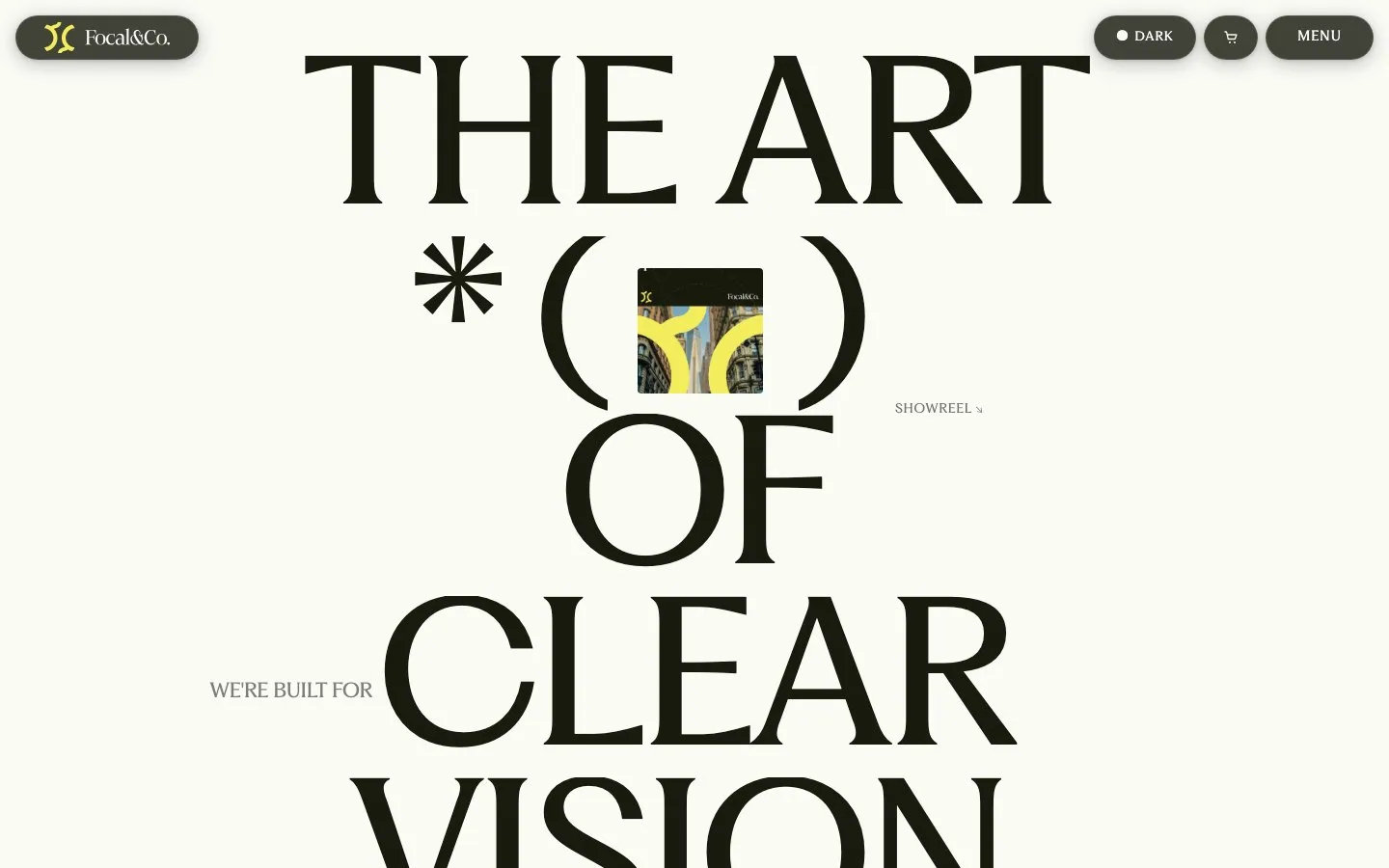 Focal & Co. website homepage: the art of clear vision