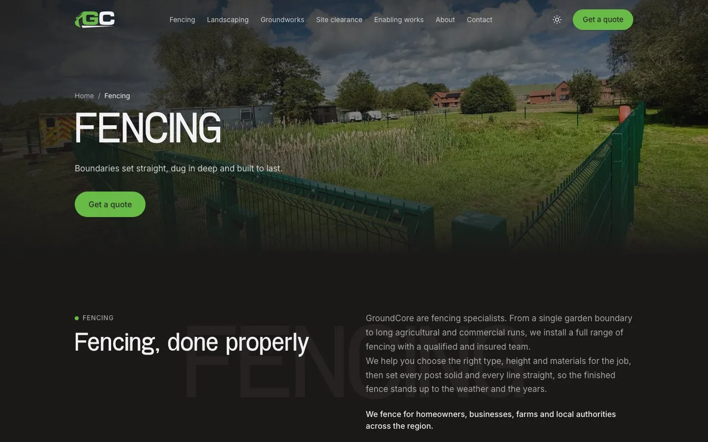 Groundcore fencing page