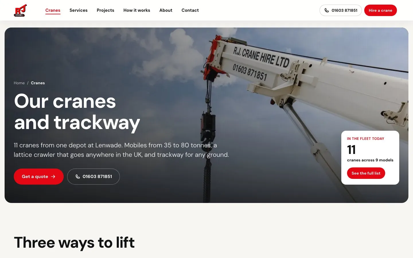 Our cranes and trackway page