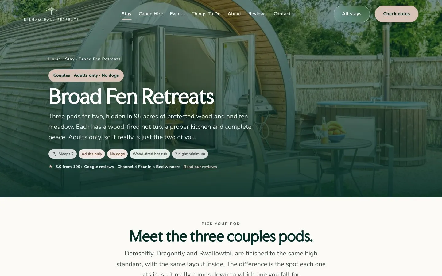 Broad Fen Retreats page