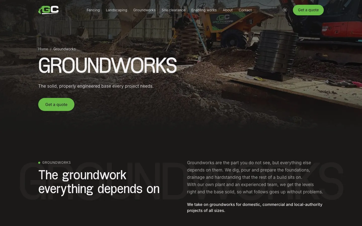 Groundcore groundworks page