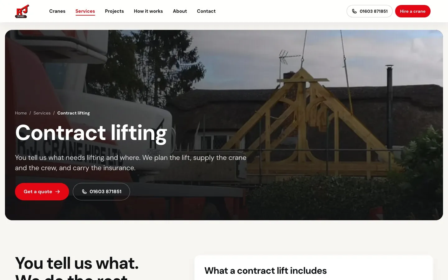 Contract lifting service page