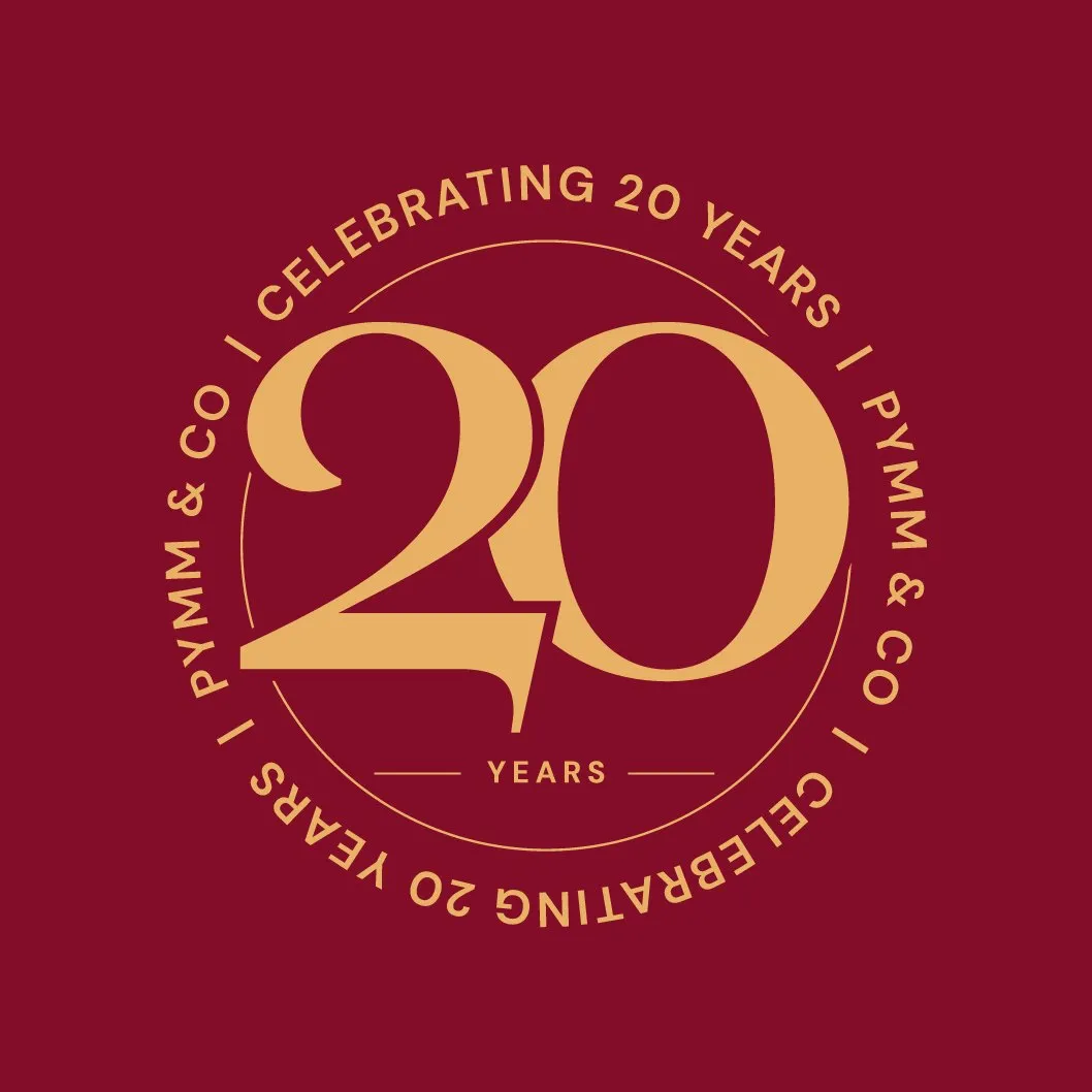 Pymm & Co. 20 years roundel reversed onto claret