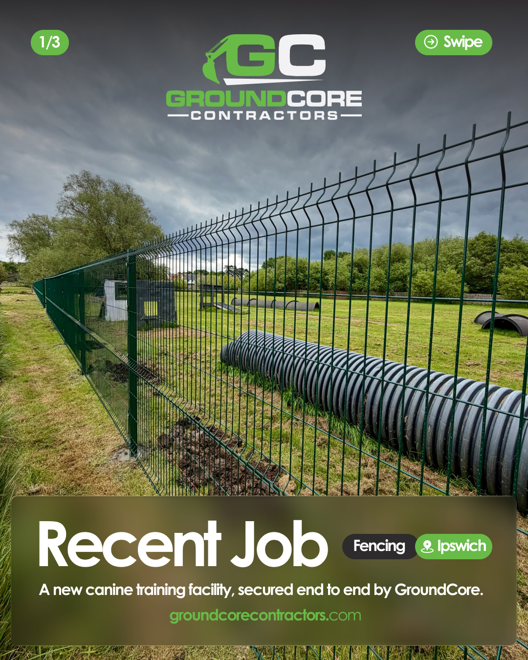 GroundCore Instagram post, recent fencing job